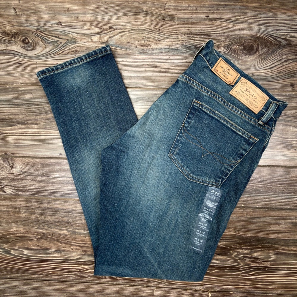 Polo Ralph Lauren Mens 35x32 Sullivan Slim Jeans Blue Stretch Denim New No Tags